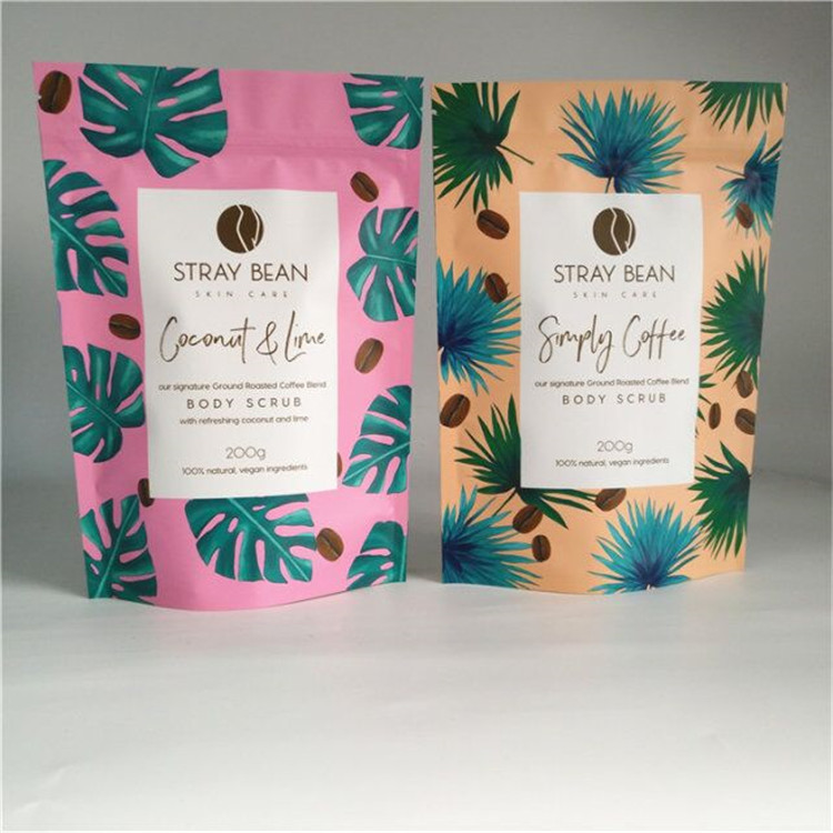 200g customized airtightbody scrub instant coffee sachet biodegradable coffee/tea packaging bag