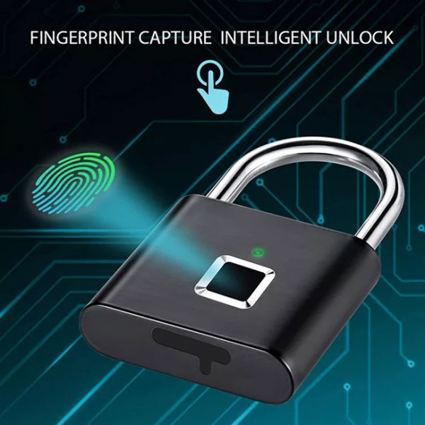 Tuya App Control Smart Fingerprint Padlock Keyless USB Charging For Door Suitcase Drawer
