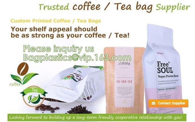 Eco Recyclable Reusable Resealable Doypack Coffee Tea Bag Red Stand up Pouch with Valve and k Chocolate, Potato