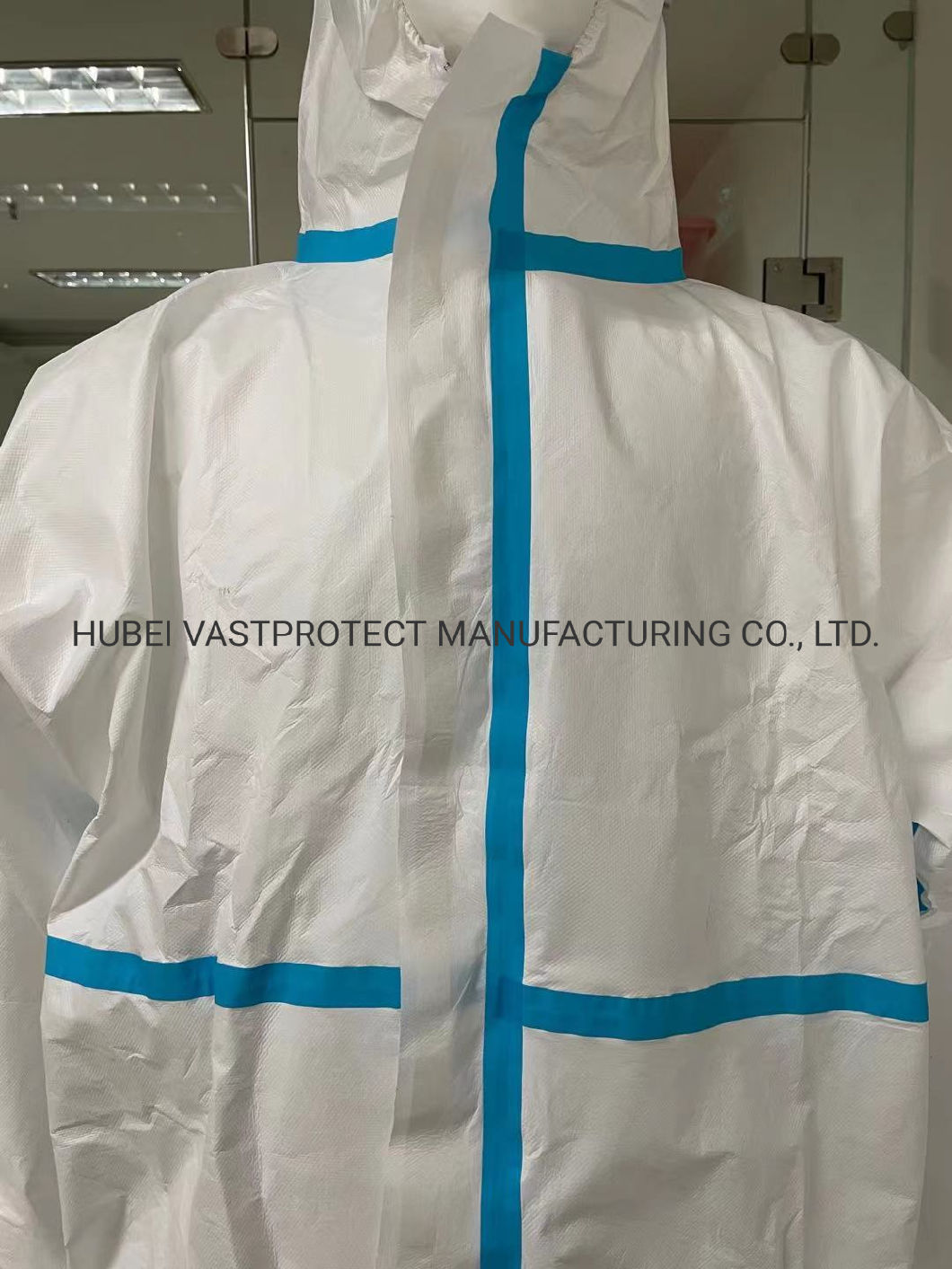 CE En14126 Type 4 5 6 Heat Sealed Tape Seam Disposable Microporous Coverall Isolation Gown