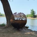 Manual Ignition Round Corten Steel Fire Pit 3mm Thickness 60cm
