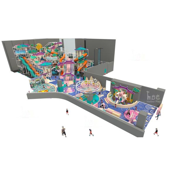 Custom Indoor Play Structure for Kids with Slides and Climbing Walls