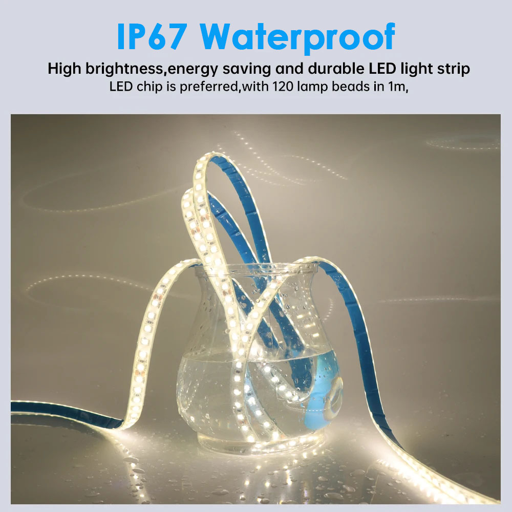 Waterproof IP65 2835 LED Strip 3000K 4500K 6500K Lights 115lm/w Working Time 50000 Hours
