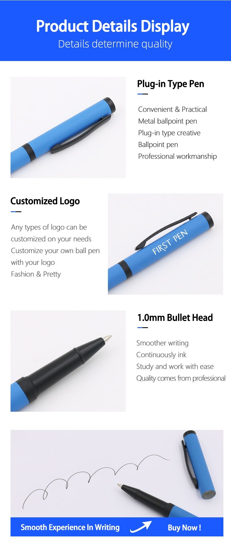 Multi Color Classic Roller Ball Pen 1.0mm Plug In Type Design For School Office