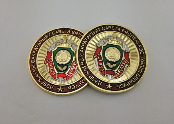 Flat Or Double Back Personalized Gold Coins , 3D Zinc Alloy Navy Transparent