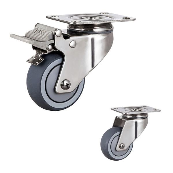 Buy cheap Soft 3 Inch Stainless Steel TPR Caster Wheels Swivel Double Brake from wholesalers