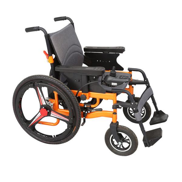 Buy cheap Portable Foldable Power Chair Durable Battery and Orange Frame Electric Wheelchair for Safe Load of 130kg from wholesalers