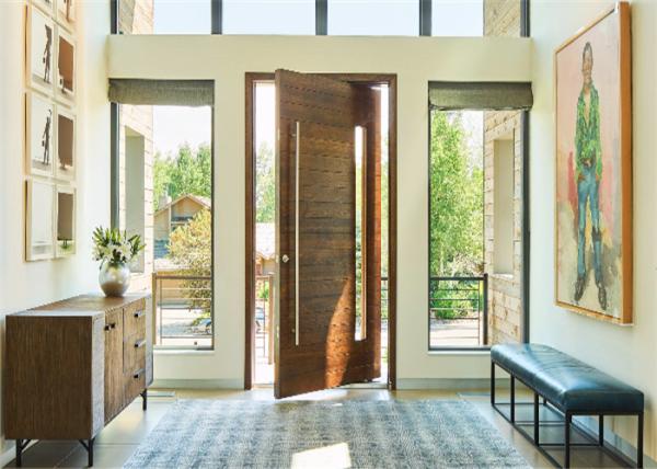 Buy cheap Modern Residential Solid Wood Interior Doors Waterproof Lobby Entrance Pivot Type from wholesalers