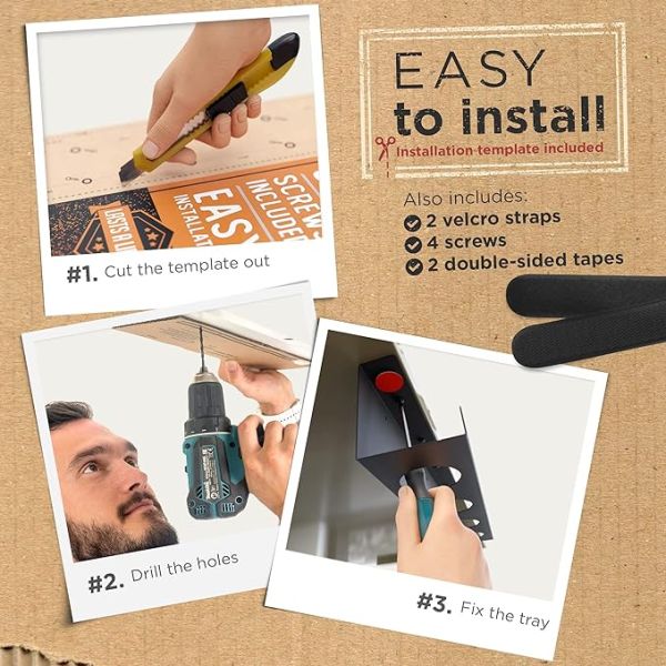 Living Room Wire Storage Under Desk Cord Organizer Tray Set for Computer Cable Storage