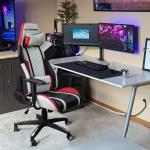 White PU Leather Racing Gaming Chair for Comfortable Gaming in Office/Home