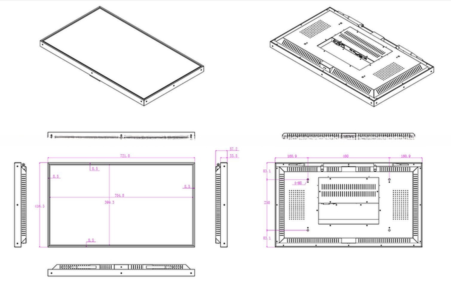 high brightness wall 32" inch LED LCD advertising display screen panel with SD/USB port