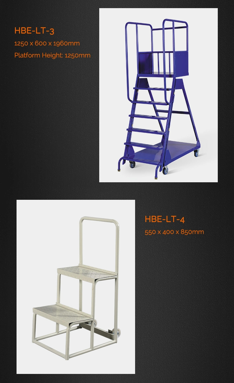 Industrial Warehouse Ladders Safety 2m Platform Household Picking Trolley Ladder Superamarket