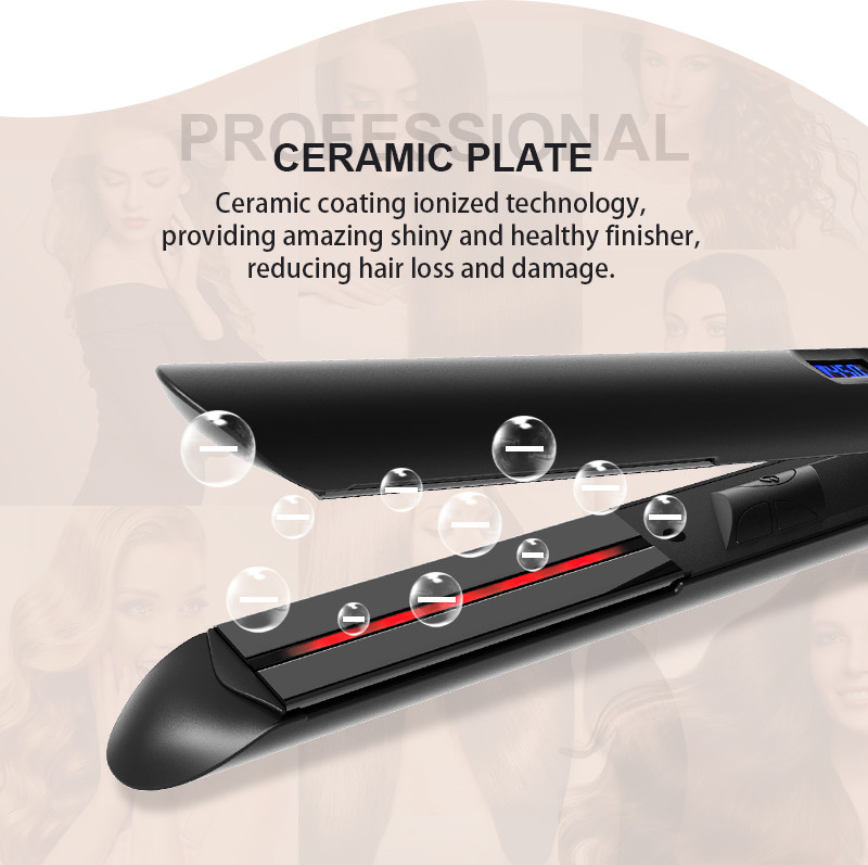 Ceramic Tourmaline Titanium Dual Voltage Infrared Flat Iron 2 In 1 Straightener
