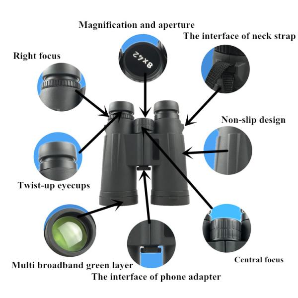 Buy cheap Big Aperture 10x42 Roof Prism Binoculars BK7 Telescope For Bird Watching from wholesalers