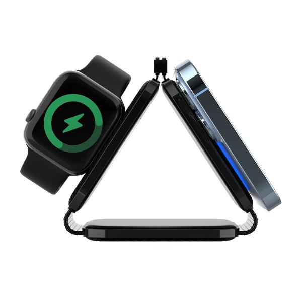 Buy cheap Portable Three-In-One Magnetic Wireless Charger for Fast Phone Charging in Black/White from wholesalers