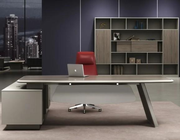 Buy cheap Modern L Shape Ergonomic Office Desk Luxury High End Executive Office Desk And Chair Ceo Boss Wooden Office Desk from wholesalers