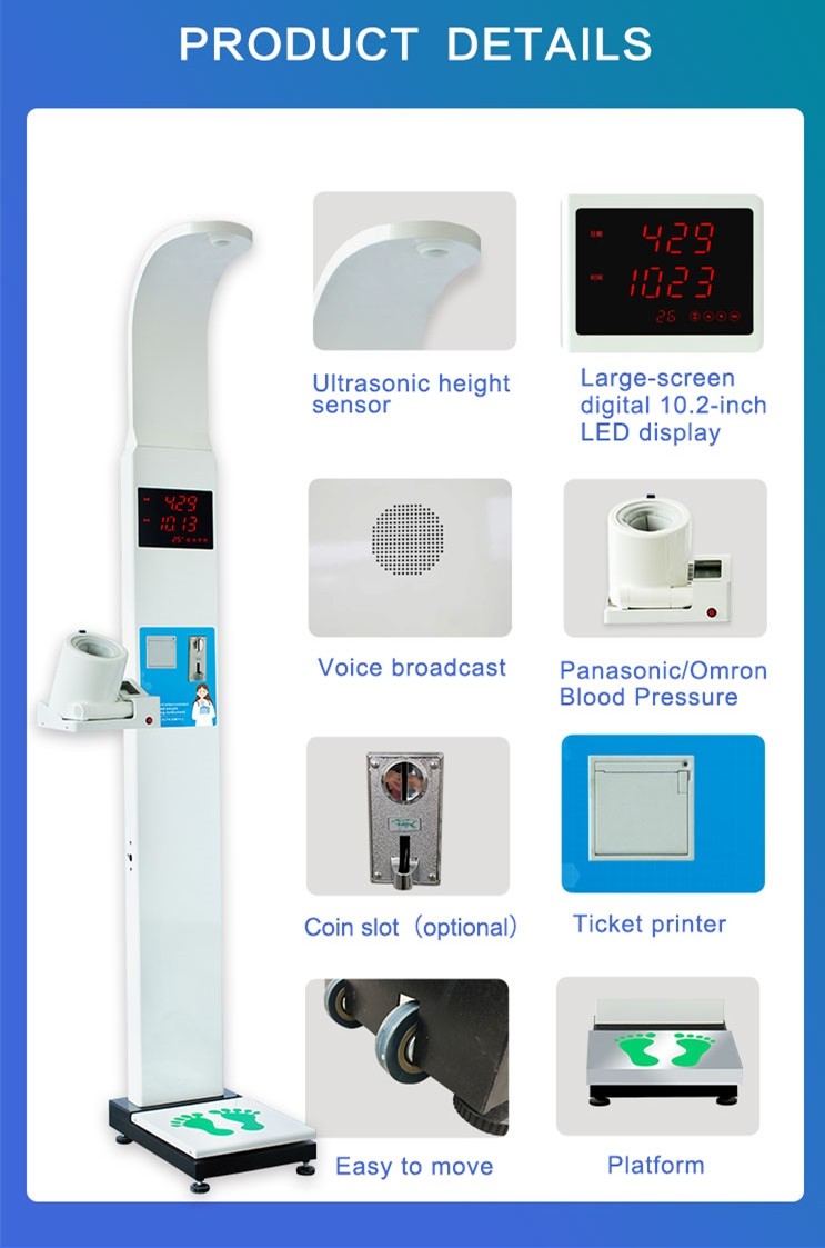 Body Weight And Height Ultrasonic Scale For Hospitals Body Height Weight Blood Pressure Computer Scale