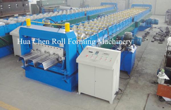 Shaft Bearing Steel Roof Sheet Making Machine , Metal Roll Forming Equipment 15m