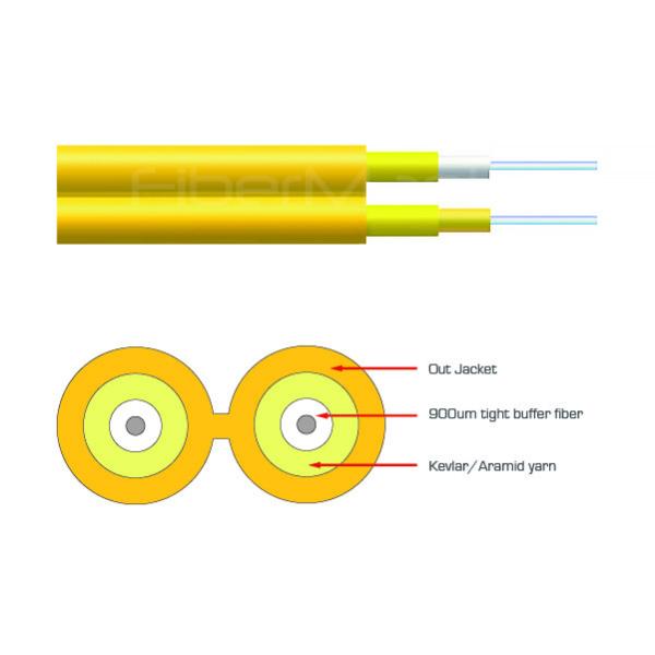 Buy cheap Indoor Duplex Zipcord Fiber Optic Cable Yellow OS2 Single Mode 2.0mm PVC from wholesalers