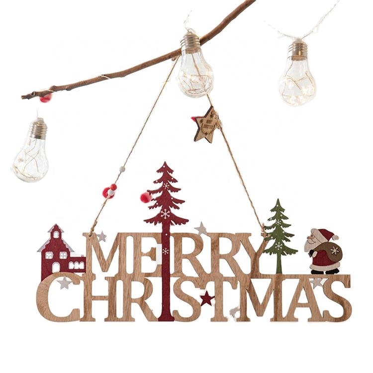 Customized Christmas Tree Hanging Ornament Wooden Christmas Decorations Pendant for Home Party New Year