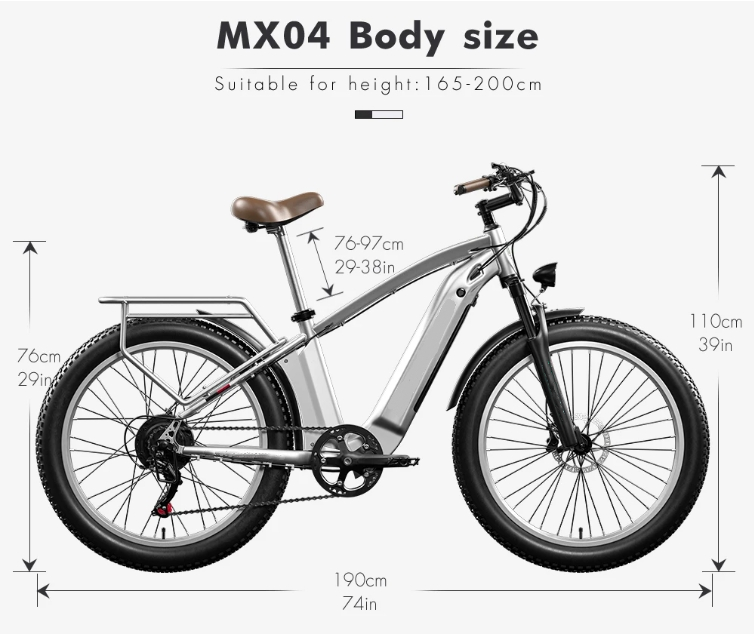 15Ah Hidden Battery Fat Tire Mountain E Bike 48V 500W Motor 26 Inch Electric Bike