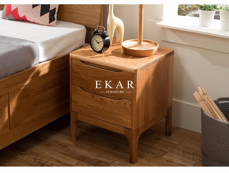 European Style Bedroom Furniture Imported Oak Night Stand Bedside Table Wood