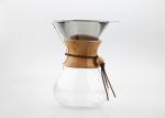 Durable Glass Drip Coffee Pot With Classic Polished Wood For Making Coffee