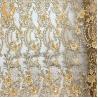 Buy cheap 20% Nylon 3D Applique Heavy Beaded Lace Fabric With Floral Pattern from wholesalers