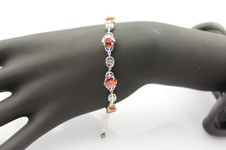 Women Jewelry 925 Silver Bracelet Garnet Cubic Zirconia Tennis Bracelet(H07)