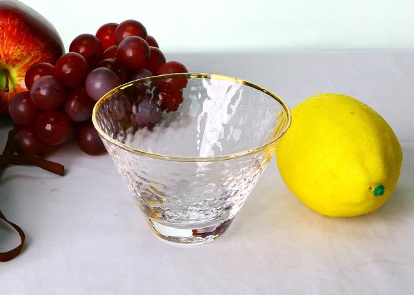 Buy cheap Hammered Texture Hand Blown Gold Rim Martini Glasses , Stemless 5 Ounce Martini Glasses from wholesalers