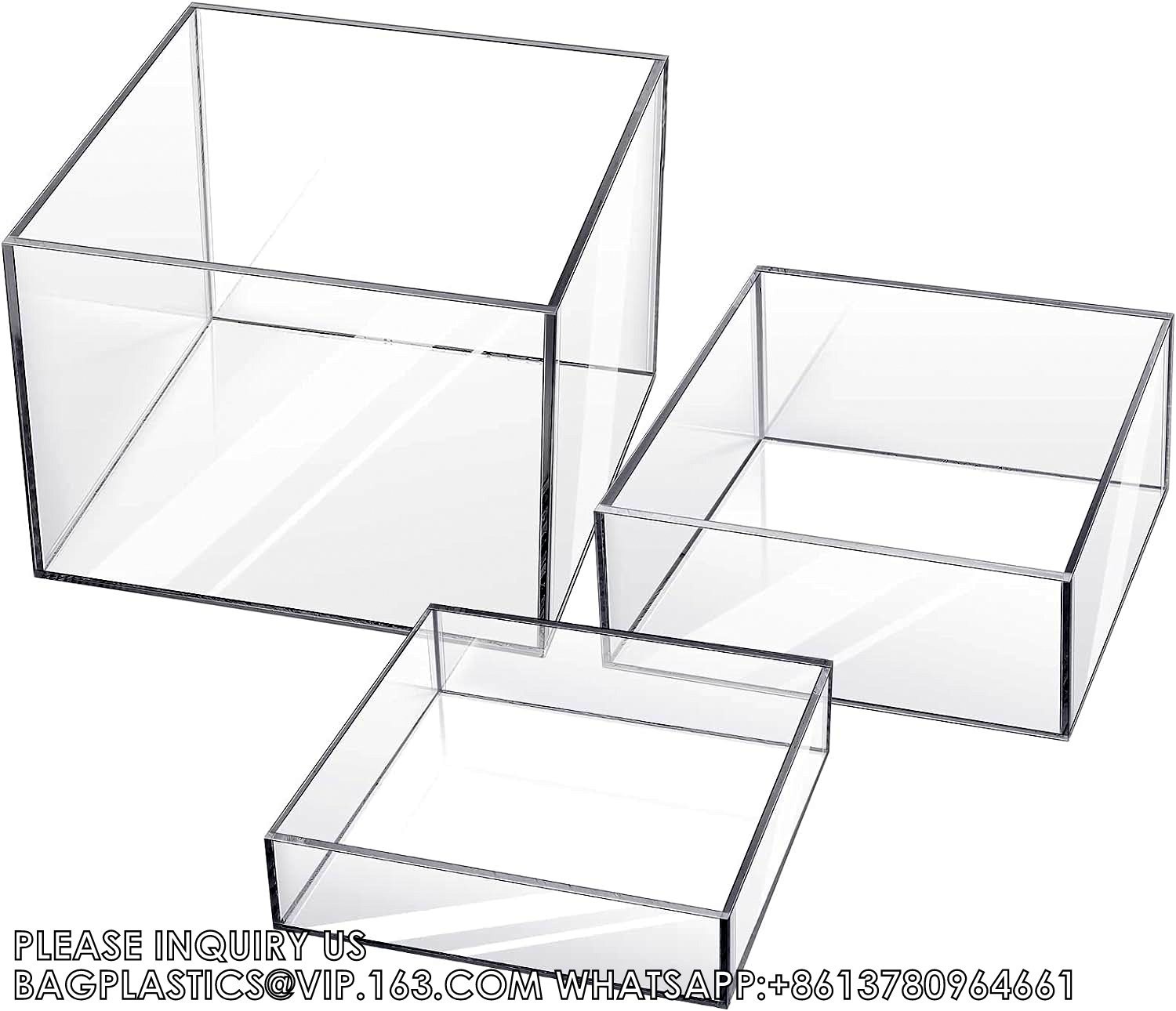 Acrylic Display Boxes Clear Cube Riser Transparent Display Cases For Collectibles 5 Sided Acrylic Cube Organizer