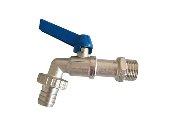Forging Brass Ball Bibcock Tap Nickel Plated Surface with Aluminum Lever Blue
