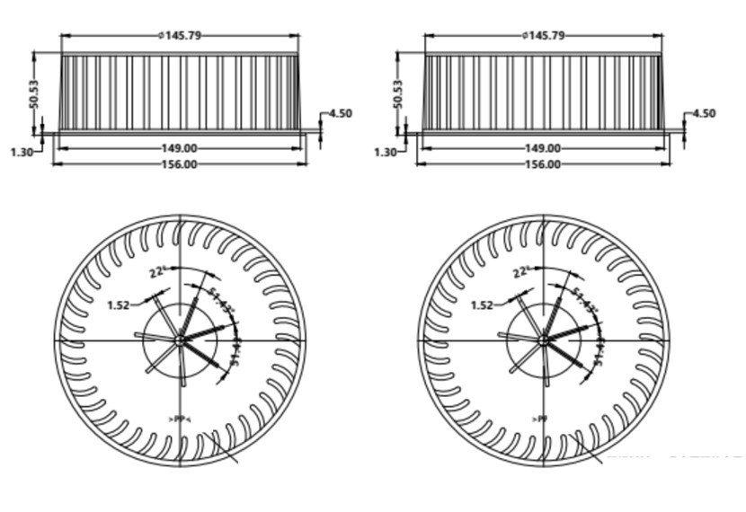 6.1" Diameter Fan Blower Wheel For PP Material
