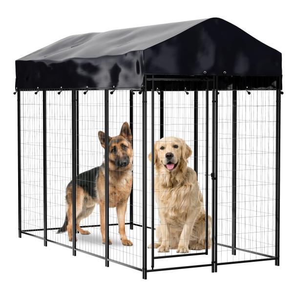 Buy cheap Removable Tray Heavy Duty Outdoor Dog Kennel Black Steel from wholesalers