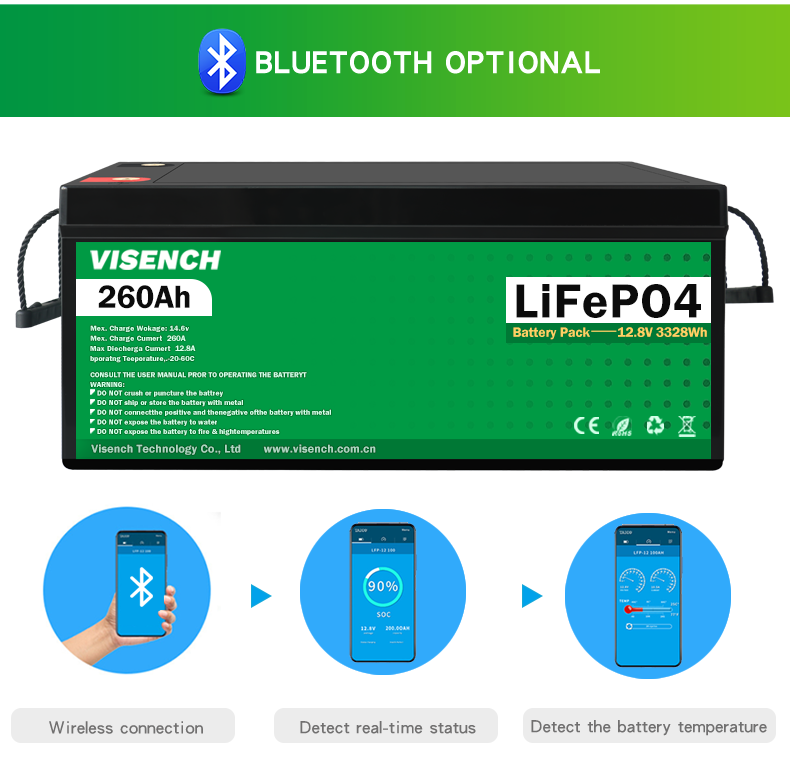 Solar Energy 12V 260Ah Rechargeable Lithium iron Phosphate Battery Lifepo4 Batteries 12.8V 260Ah Lithium Battery Pack
