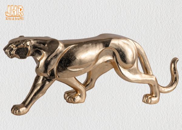 Buy cheap 130cm Leopard Sculpture Decor With Gold Leaf Finish Polyresin Animal Statue from wholesalers