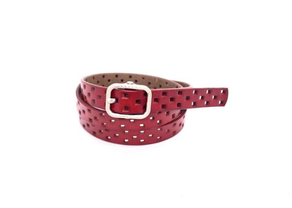 Buy cheap Red Thin Square Women's Genuine Leather Belts With Needle Buckle from wholesalers