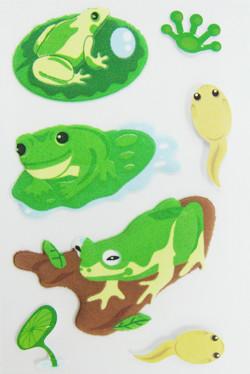 Buy cheap Soft Fuzzy PVC Kids Puffy Stickers Light Green Cartoon Frog Shape Eco Friendly from wholesalers