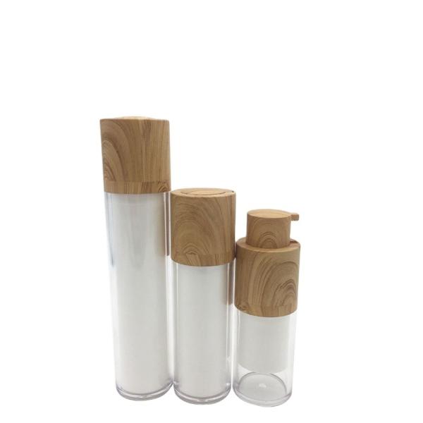 Buy cheap Hot sale white dual rotary bamboo airless vacuum pump cosmetic lotion bottle from wholesalers