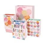Thicker 210gsm Cardboard Gift Bags Happy Birthday Pattern Eco Friendly Tote Bag