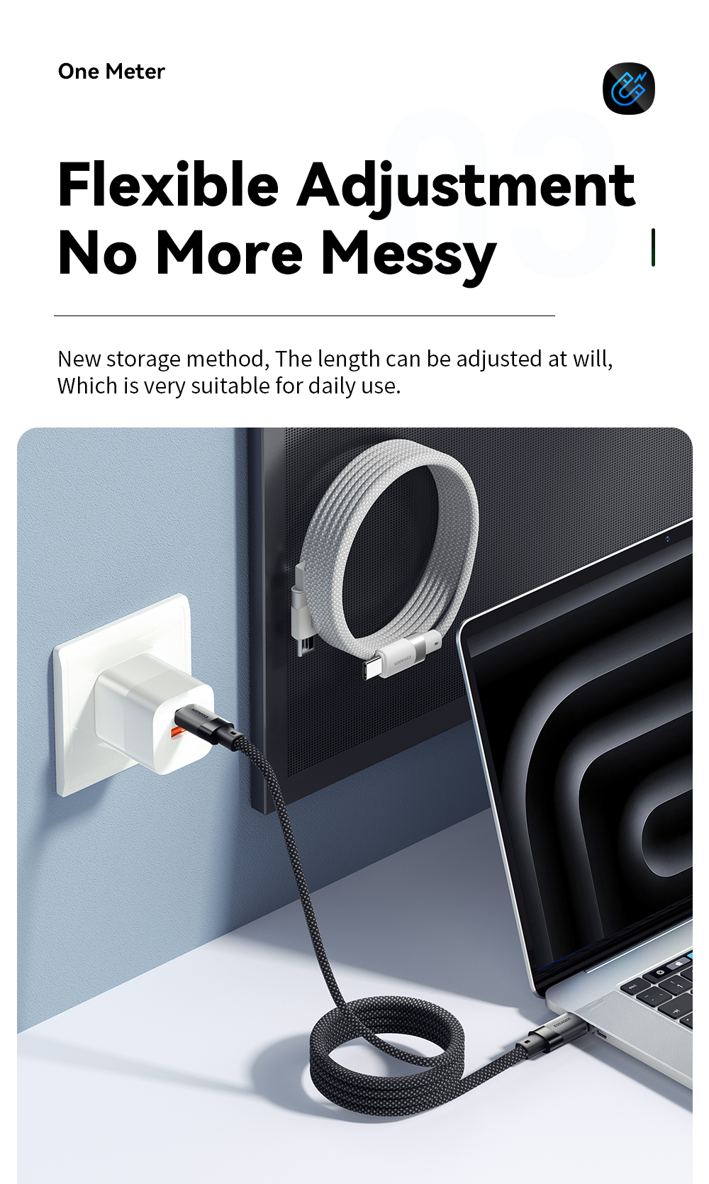 USB C To USB C Magnetic Cables 100W 1m 480Mbps ES-X53 Series