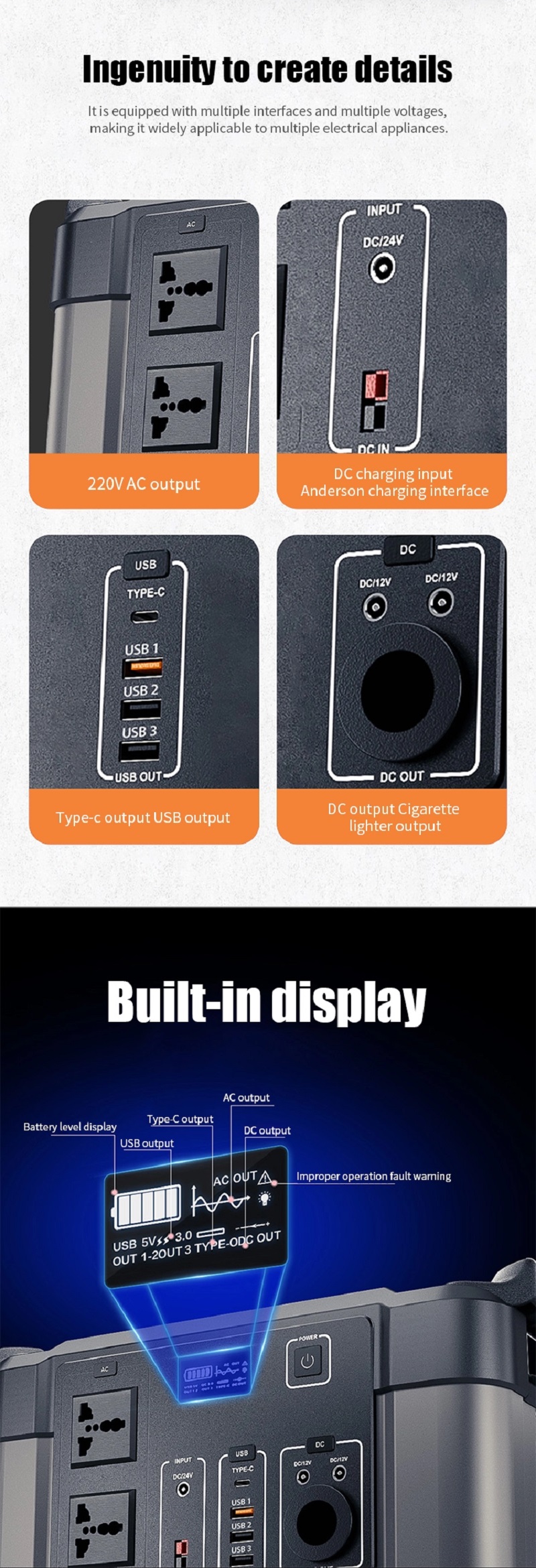 1110wh Backup Lithium Battery Portable Power Station 300000mAh 1000 Watt Power Bank