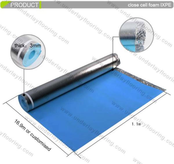 Buy cheap silver Aluminum Film 3mm blue IXPE Underlay Roll For Laminate Flooring from wholesalers