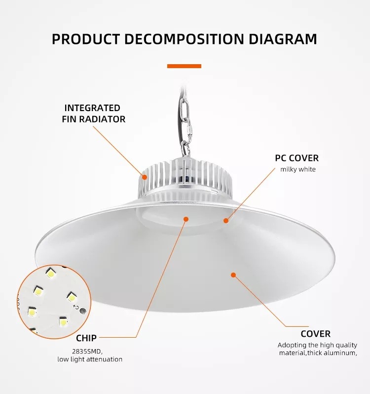 E27 Led High Bay Lights 4000k E40 30w 50w 70w Low Bay Industrial Hanging Lights
