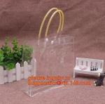 Pvc handle bag for shopping, cosmetic packaging handle zipper top pouch printed
