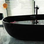 Glossy Black Resin Solid Surface Soaking Tub Rectangle Shaped For Hospital