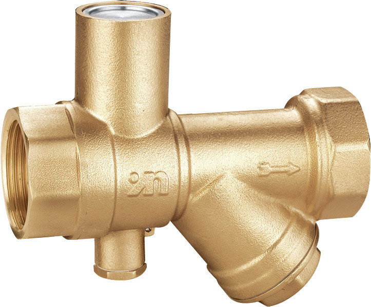 1104 Linear style Magnetic Lockable Ball Valve with built-in Bottom Meter Outlet and Stainless Steel Strainer