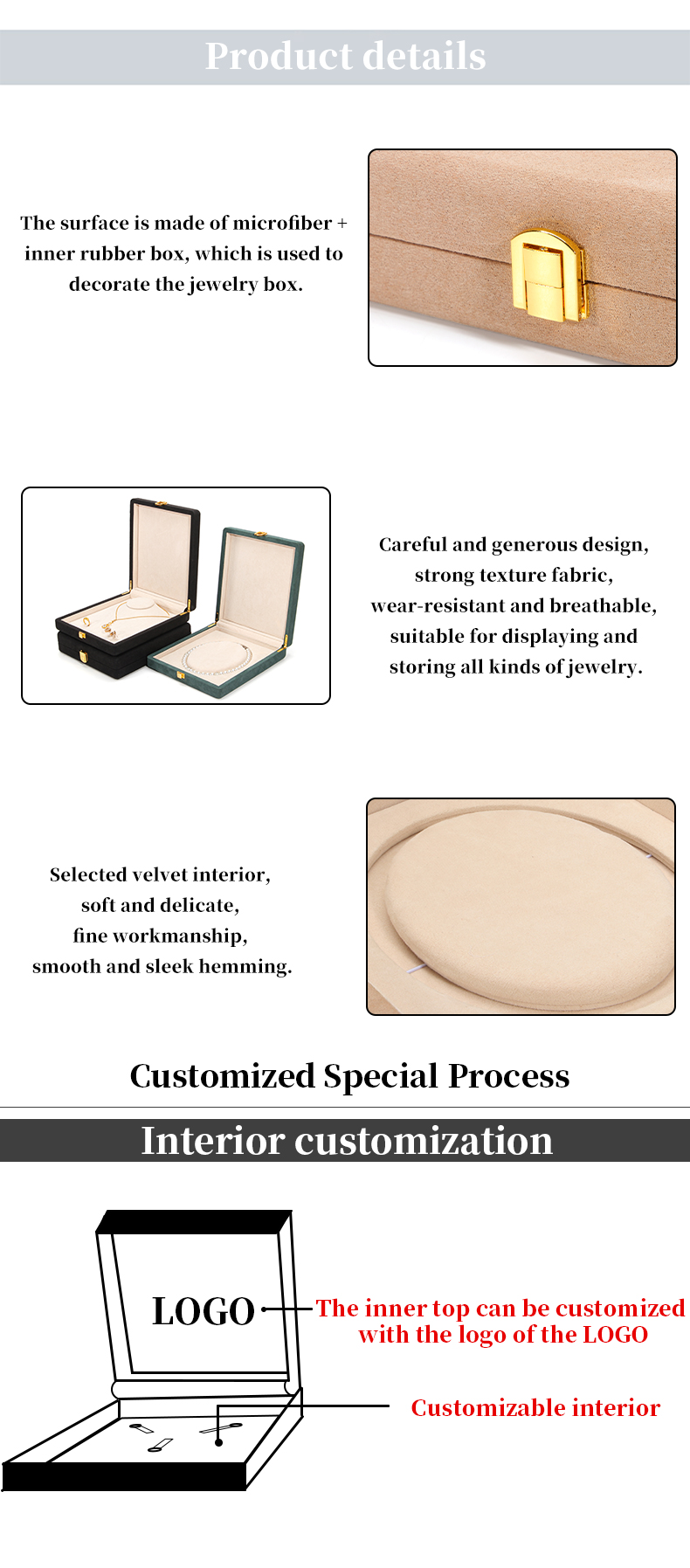 Hanhong Custom Orange Microfiber Leather Jewelry Packaging Box for Luxury Pearl Necklace
