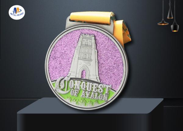 Soft Enamel And Glitter Filled Custom Award Medals Embossed Logo For Business