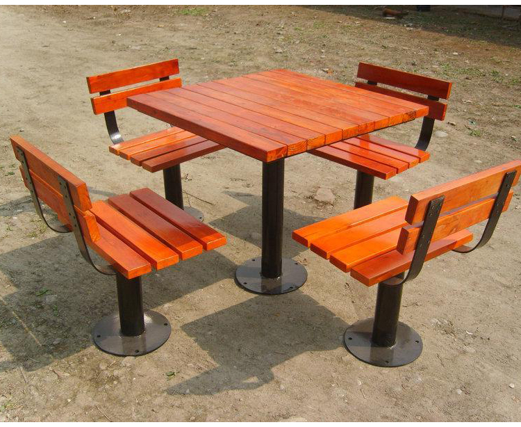 Outdoor Wooden Table Chair Set Garden Furniture Picnic Table Set Park Square Table Seating